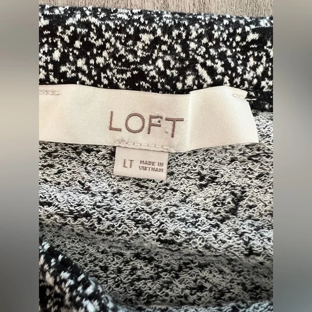 LOFT Black and Gray Square Neck Long Sleeve Knit Dress - Picture 8 of 9